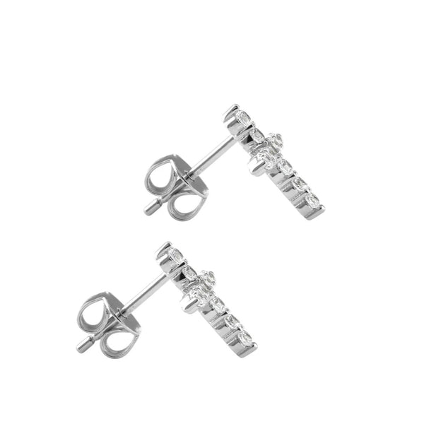 Dazzling Chic Solid Sterling Silver Cross CZ Stud Earrings New