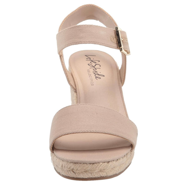 LifeStride Women's Tango 2 Lux Taupe Espadrille Wedge Sandal Size 8.5 W