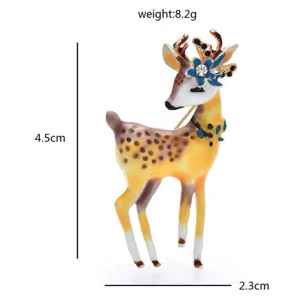 Christmas Winter Beauty Deer Brooch Womens Girls Hand Painted Pin New