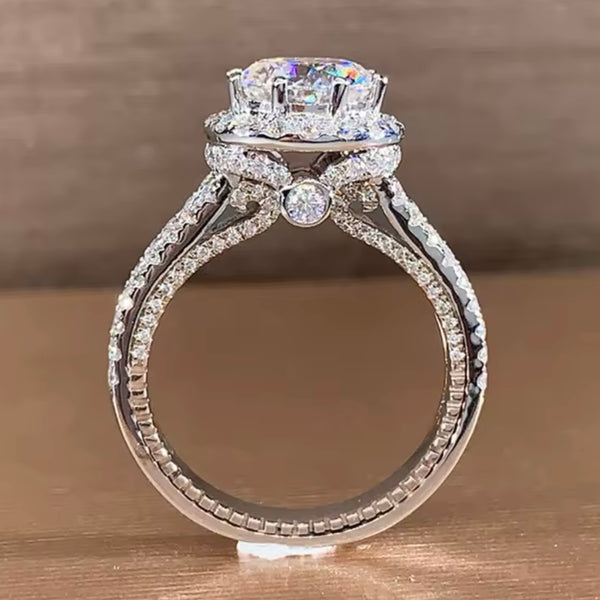 Stunning 3ct Round Cut CZ Sterling Silver Ring New