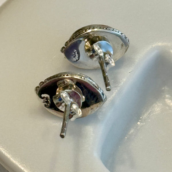 Southwestern Purple Mojave Turquoise Dainty Stud Silver Earrings Handmade New