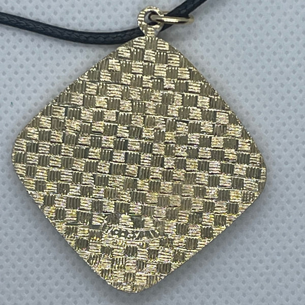 Vintage 1.25” Diamond Shaped Pendant German Gold & Silver Womens 16” Necklace