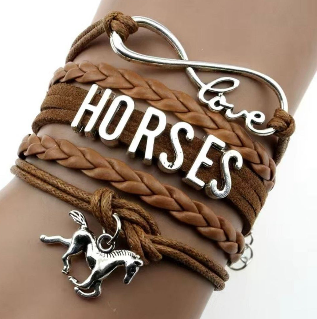 Horse Infinity Charm Bracelet Womens Girls Equestrian Lovers Jewelry New