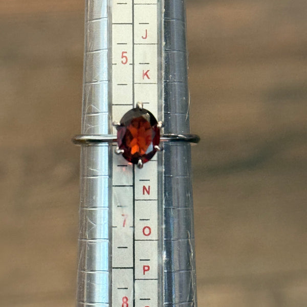 Genuine Oval Garnet Simple Sterling Silver Ring Size 6
