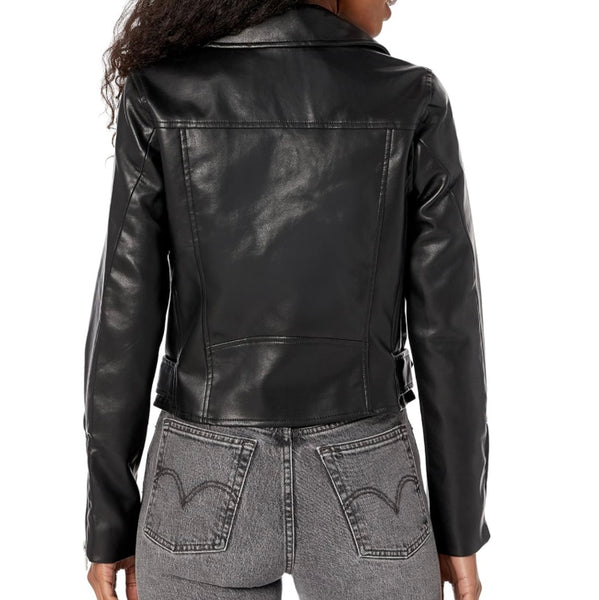 BLANKNYC Vegan Leather Belted Jacket Womens Casual Black Moto Style Size M