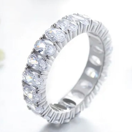 Sterling Silver Crystal Eternity Ring Womens Vintage 5mm Sparkle Jewelry New 6