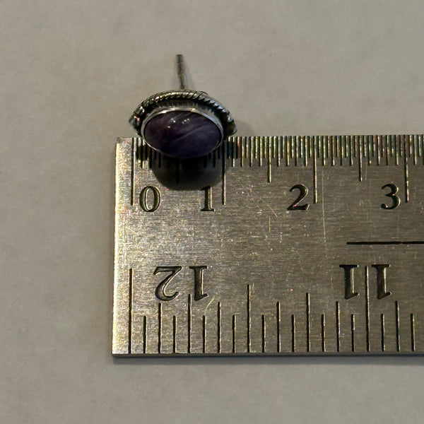 Southwestern Purple Mojave Turquoise Dainty Stud Silver Earrings Handmade New