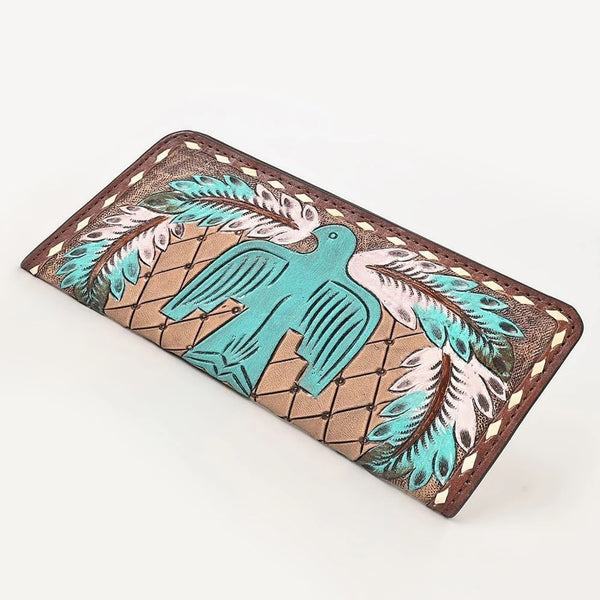 Genuine Leather Western Thunderbird Wallet Hand Tooled New