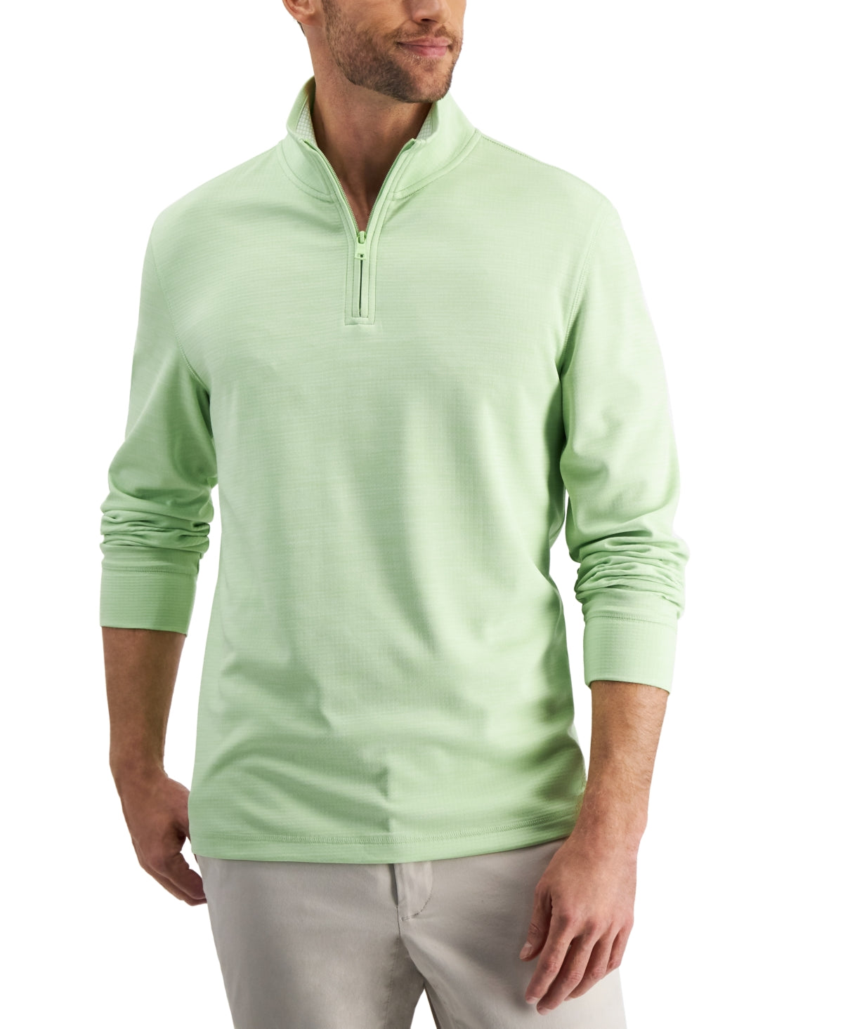 New Club Room Men's Mint Green Quarter-Zip Tech Sweatshirt Size Large