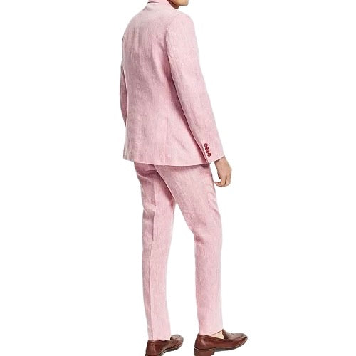 Bar III Men's Slim-Fit Luxe Linen Pink Suit Sports Blazer Lined Jacket Size 40L