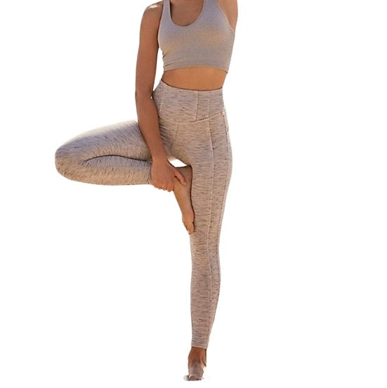 New Free People Womens Dark Silver High-Rise Ankle Length Hybrid Leggings Size S