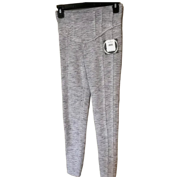 New Free People Womens Dark Silver High-Rise Ankle Length Hybrid Leggings Size S