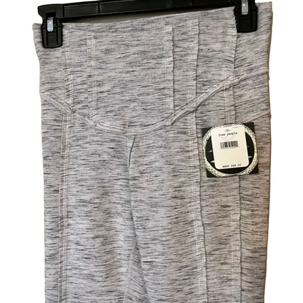 New Free People Womens Dark Silver High-Rise Ankle Length Hybrid Leggings Size S