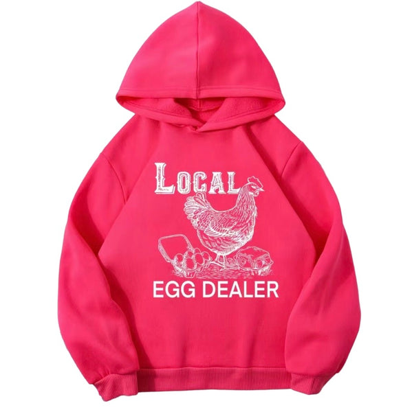 Local Egg Dealer Fleece Hoodie Girls Pink Graphic Top Size 10