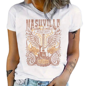 Nashville XL T-Shirt Womens Country Music Short Sleeve Crew Neck Casual Top New