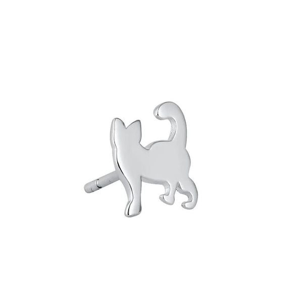 Sterling Silver Cat Stud Earrings New