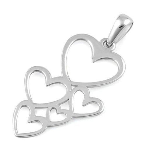 New Sterling Silver Floating Hearts Pendant For Necklace