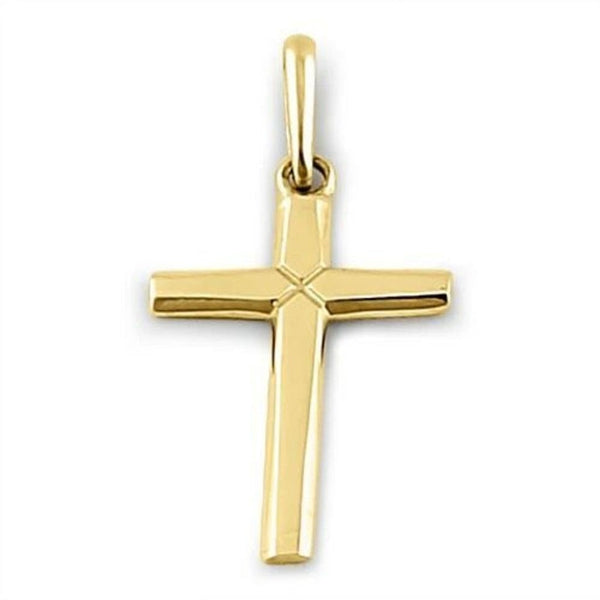 Solid 14K Yellow Gold Plain Cross Pendant For Necklace New