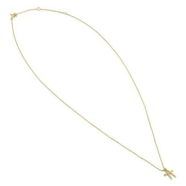 Solid 14K Gold Layered Cross Diamond 18”Necklace New