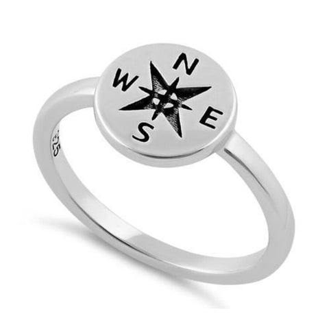 Sterling Silver Compass Ring Boho Casual Jewelry Size 9