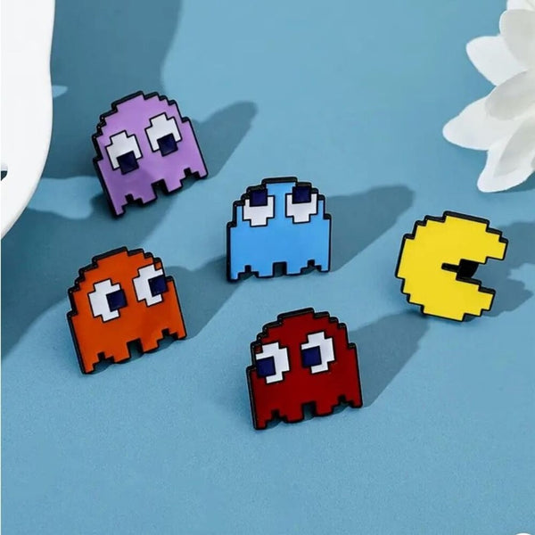 Set Of 5 Vintage Style Pac Man Pins