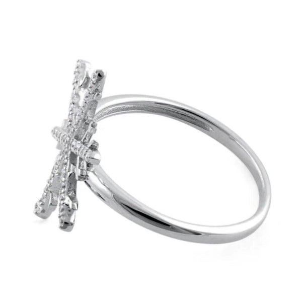 Solid Sterling Silver Unique Snowflake Clear CZ Ring Size 6
