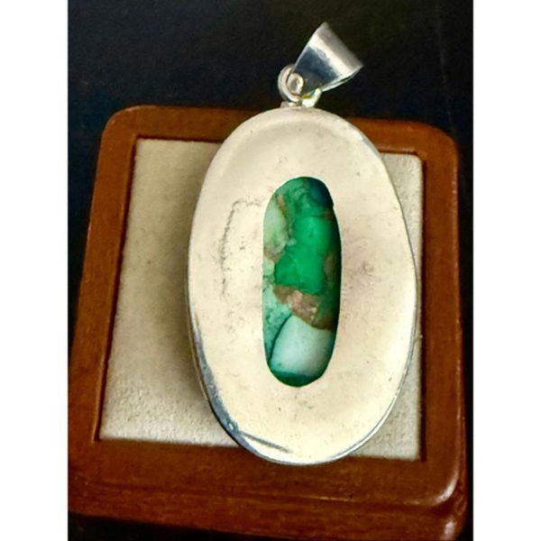 Southwestern Sterling Silver Peacock Dahlia Turquoise Oval Pendant Necklace New