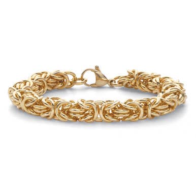 Byzantine-Link Gold Ion-Plated Stainless Steel Bracelet