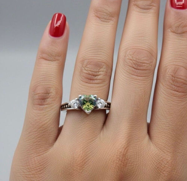 Heart Rainbow Mystic Topaz Sterling Silver Ring Womens Casual Jewelry Size 5 New