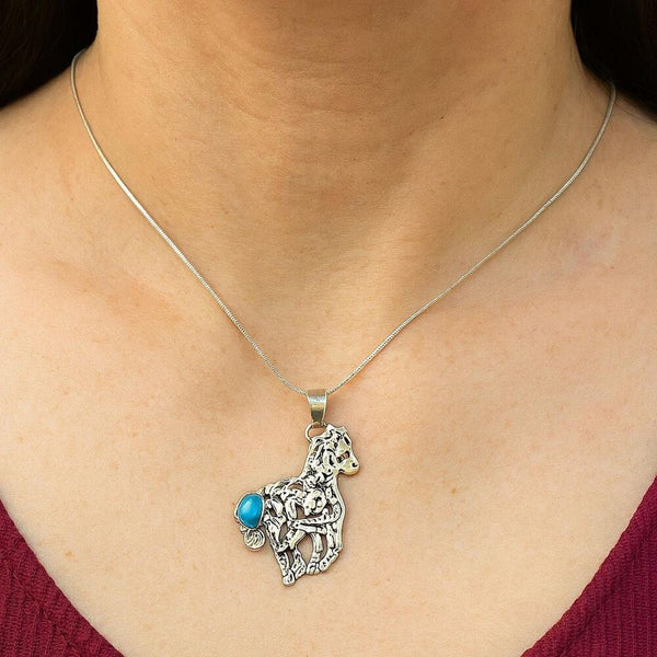Spirit of the Mesa Sterling Horse Pendant Necklace with Turquoise Southwestern