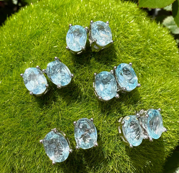 Natural Topaz Stud Earring 6x8mm