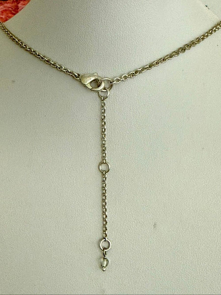 Coastal Sand Dollar Pendant Necklace 36 Long Boho Silver Beaded Beach Jewelry
