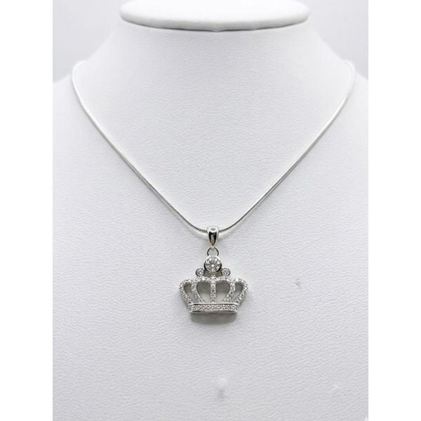 0.39CT Moissanite Crown Pendant Necklace - 925 Sterling Silver Royal Charm New
