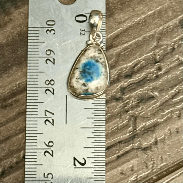 Rare K2 Azurite Necklace Genuine "Blueberry" Jasper Pendant Sterling Silver