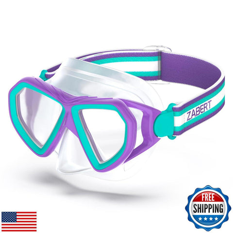 Girls Kids Swim Goggles Mask Nose Cover Fabric Strap - Snorkel Dive Sw