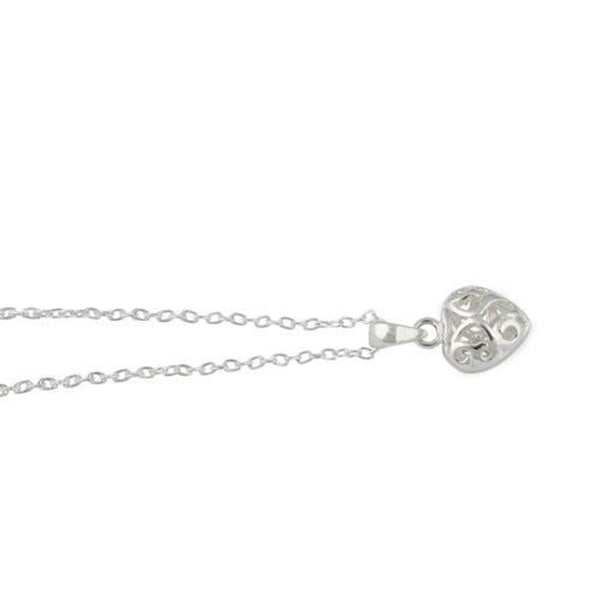 Sterling Silver Curly Heart Necklace New