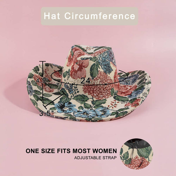 Sweetheart Script Floral Tapestry Cowboy Hat