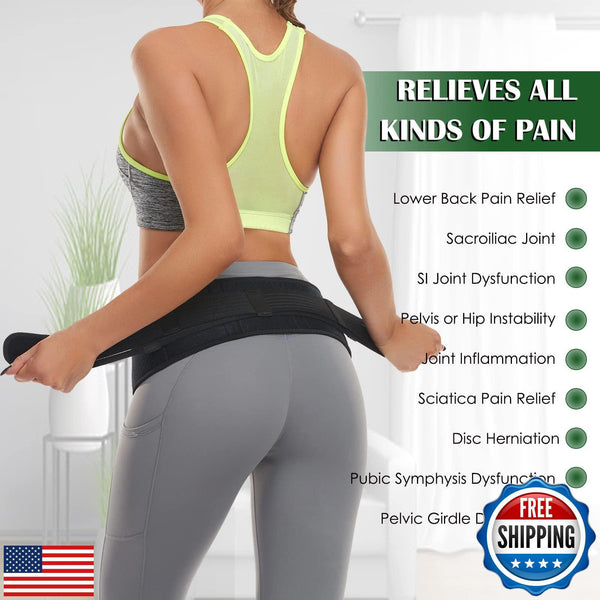 Sacroiliac SI Joint Hip Belt - Lower Back Support Brace for Men Wome