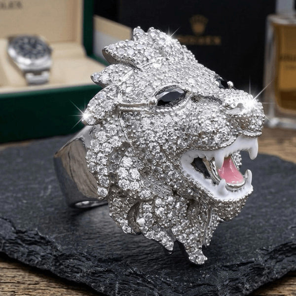 Majestic 5.00 CTW Moissanite Lion Head Statement Ring Iced Out Luxury Design 6