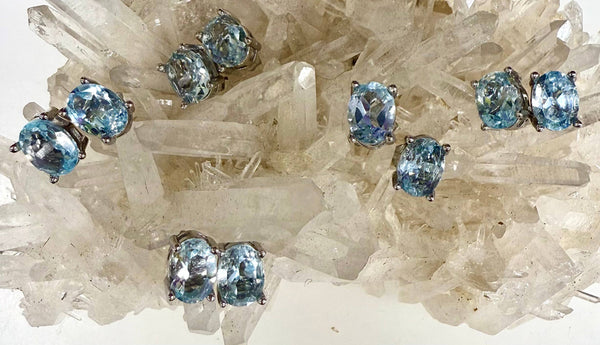 Natural Topaz Stud Earring 6x8mm