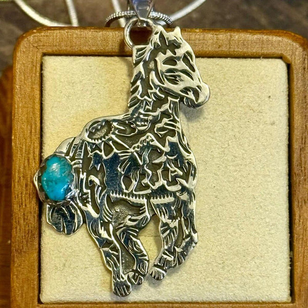 Spirit of the Mesa Sterling Horse Pendant Necklace with Turquoise Southwestern