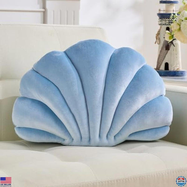 Light Blue Seashell Decorative Pillow 13x10 Inch Cute Throw Pillow for Home