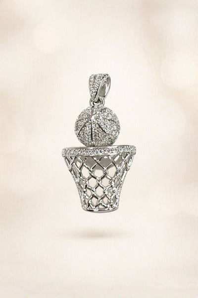 Iced Out Sterling Silver Basketball Pendant Moissanite Necklace Unisex New