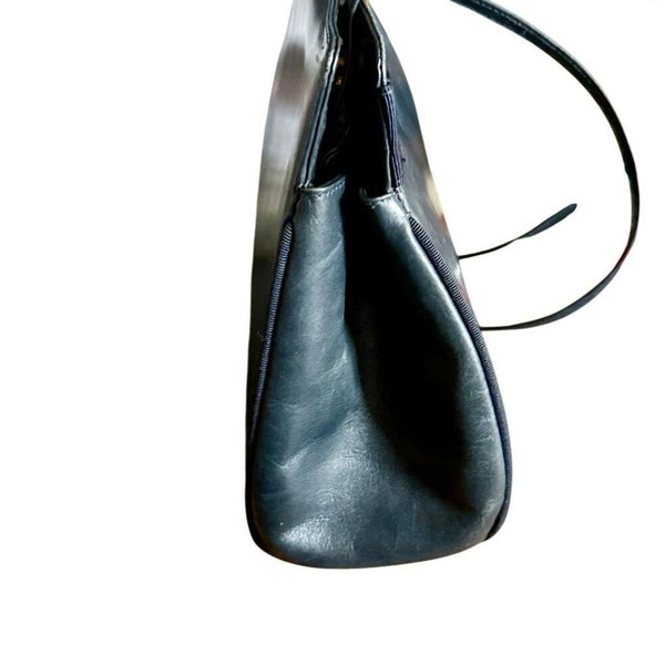 Authentic Salvatore Ferragamo Vara Bow Crossbody Bag Purse Navy Leather Vintage