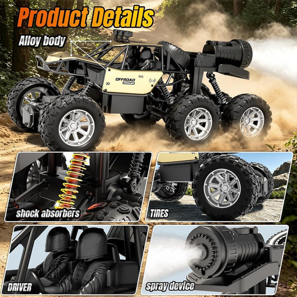 1:18 Scale 6-Wheel 2WD RC Monster Truck Rock Crawler with Spray