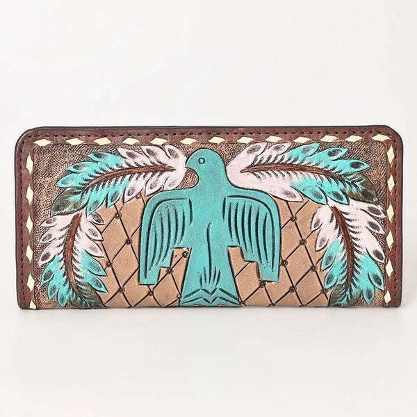 Genuine Leather Western Thunderbird Wallet Hand Tooled New