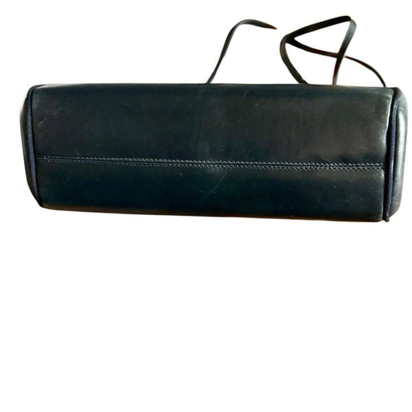 Authentic Salvatore Ferragamo Vara Bow Crossbody Bag Purse Navy Leather Vintage