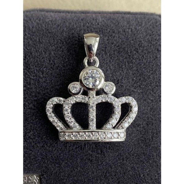 0.39CT Moissanite Crown Pendant Necklace - 925 Sterling Silver Royal Charm New