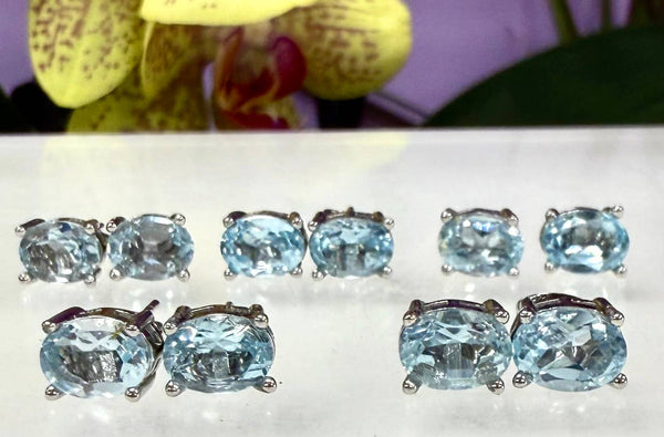 Natural Topaz Stud Earring 6x8mm