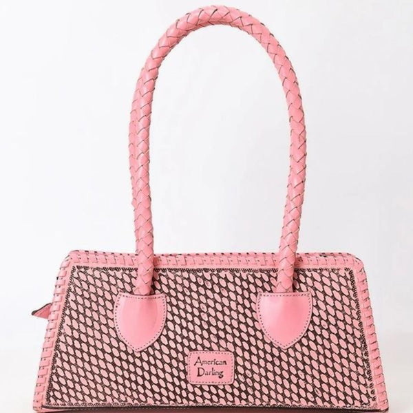 American Darling Pink Clutch Shoulder Bag Genuine Western Hand Tooled Leather